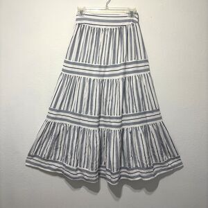 Striped Tiered Maxi Skirt Small